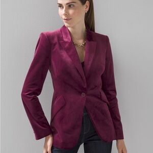 WHBM Editor Velvet Blazer, Burgundy, Size 4